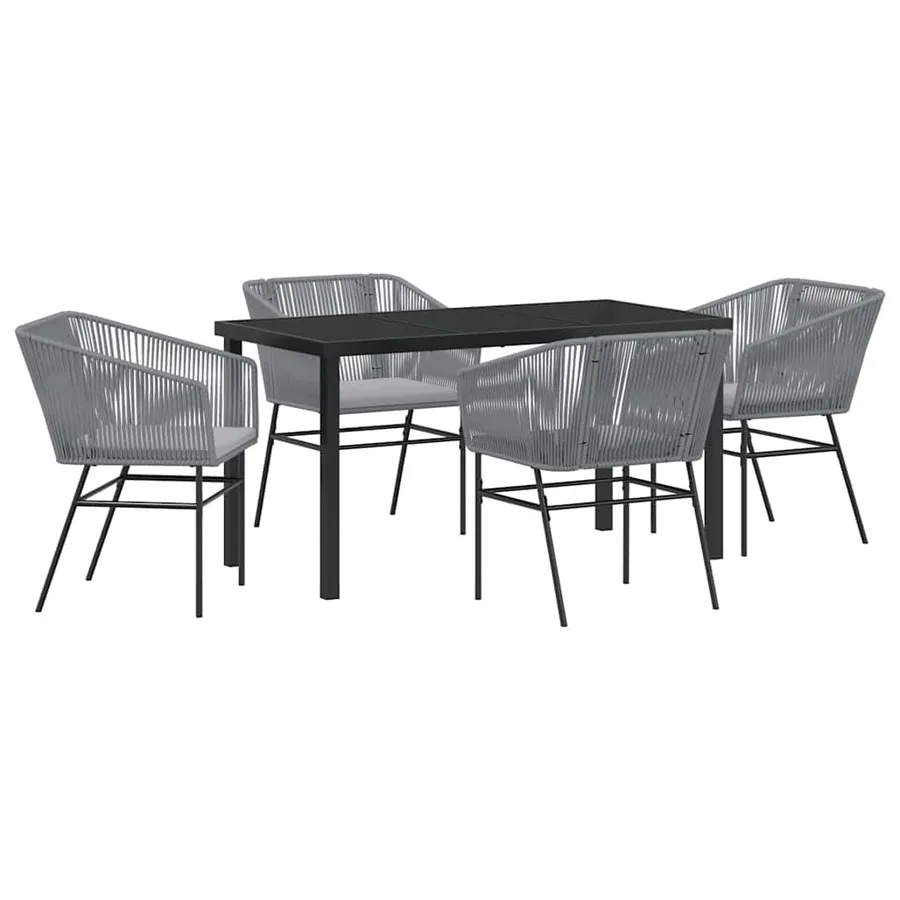 Ensemble de salle à manger pour jardin avec coussin 5 pcs Gris - 2