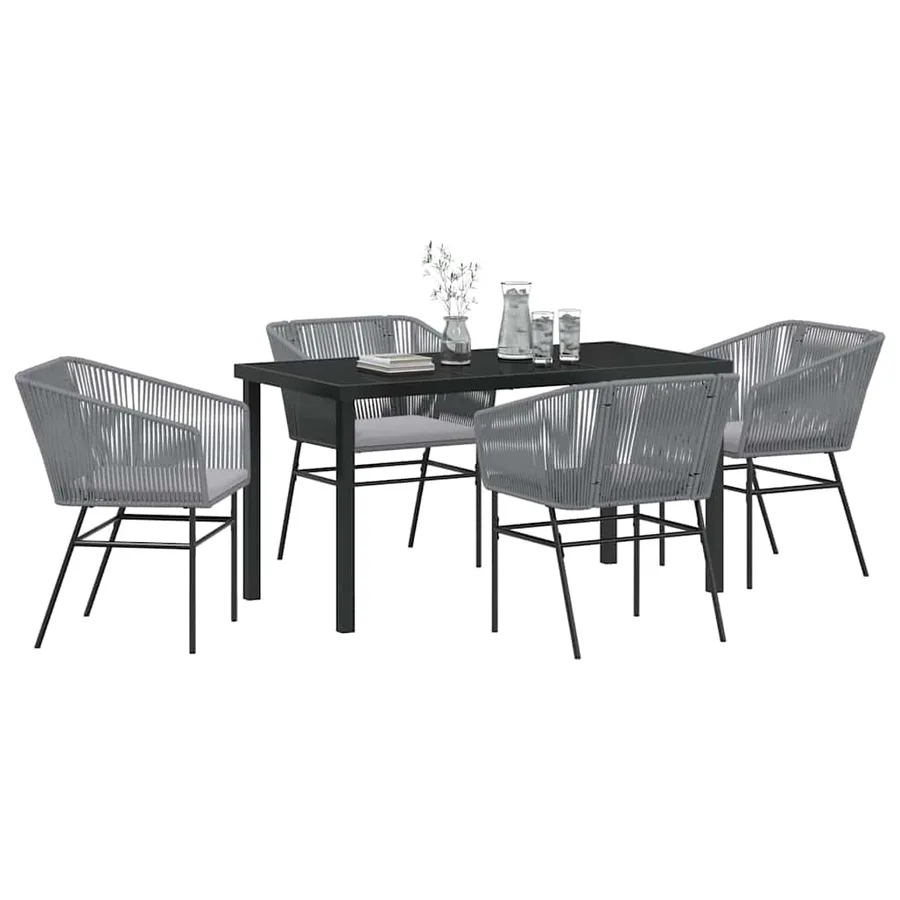 Ensemble de salle à manger pour jardin avec coussin 5 pcs Gris - 3