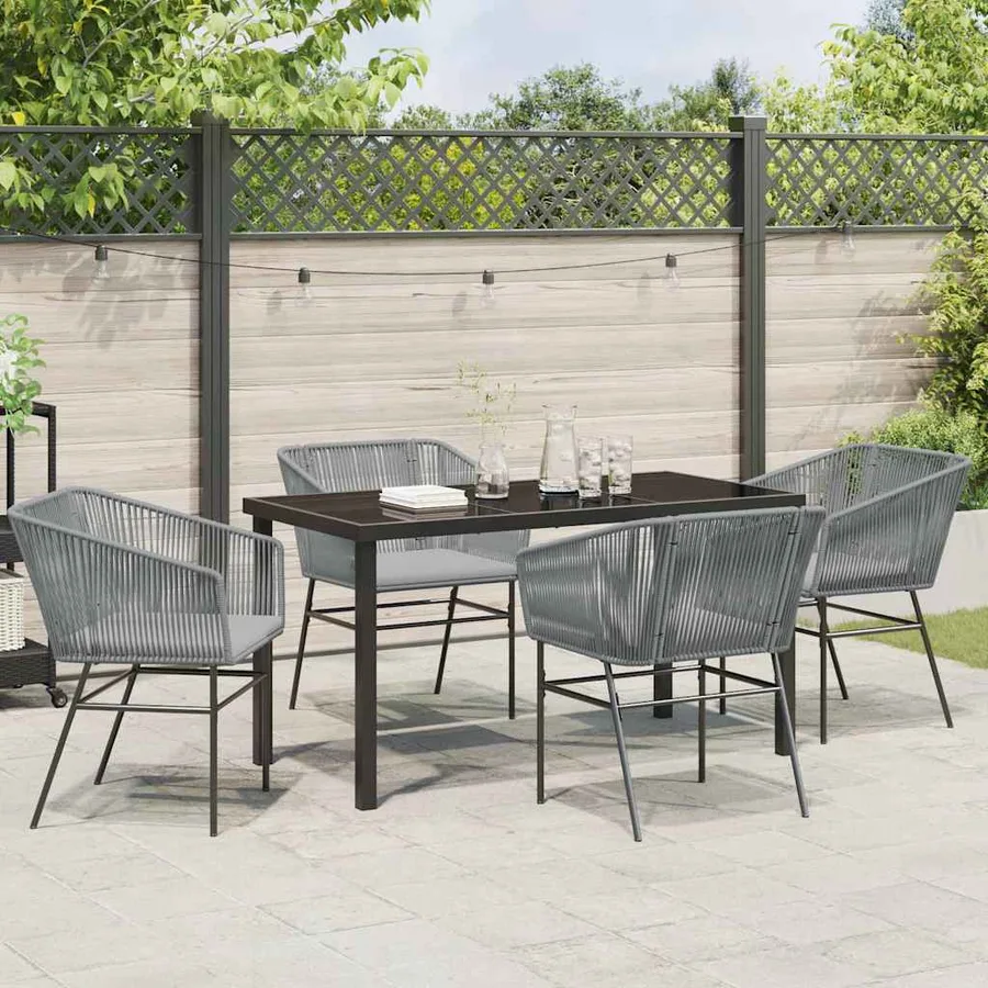 Ensemble de salle à manger pour jardin avec coussin 5 pcs Gris - 4