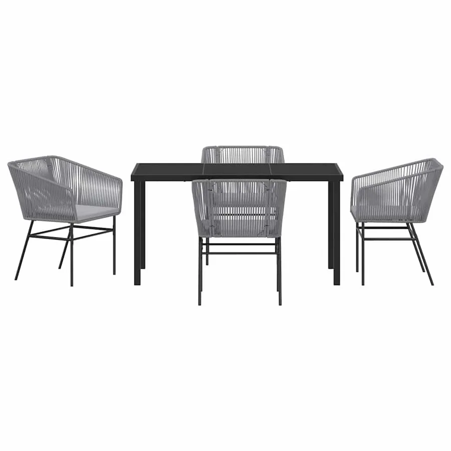 Ensemble de salle à manger pour jardin avec coussin 5 pcs Gris - 7