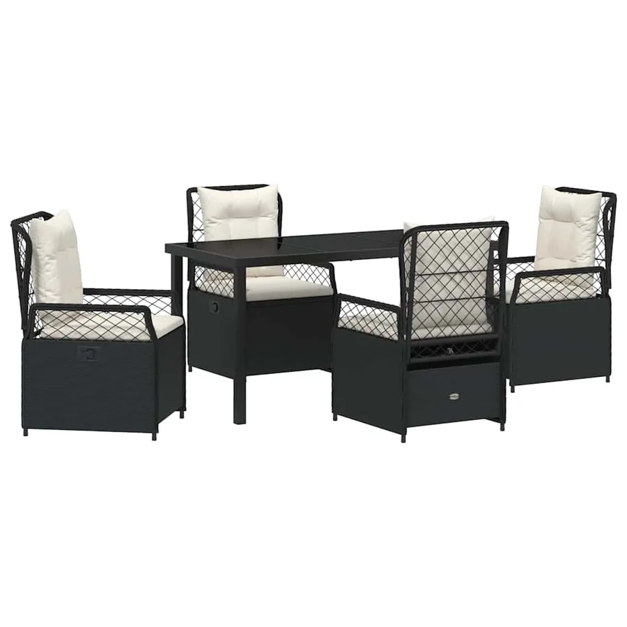 Ensemble de salle à manger pour jardin 5 pcs Noir polyrotin - 2