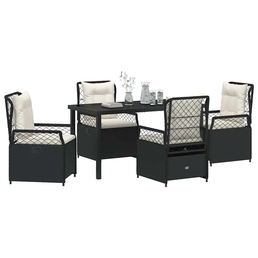 Ensemble de salle à manger pour jardin 5 pcs Noir polyrotin - 3