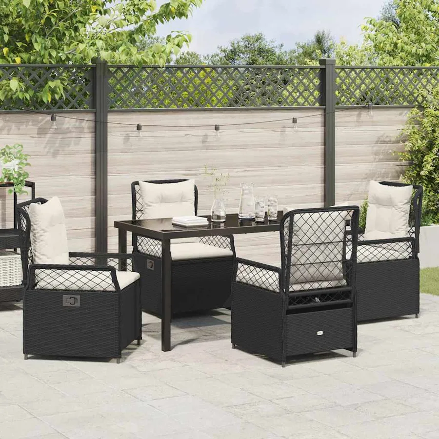 Ensemble de salle à manger pour jardin 5 pcs Noir polyrotin - 4