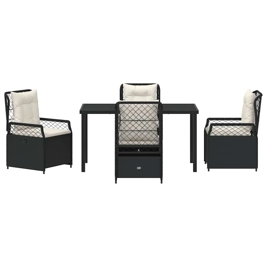 Ensemble de salle à manger pour jardin 5 pcs Noir polyrotin - 7