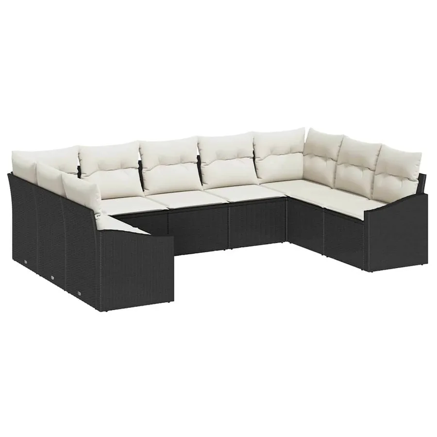 Ensemble de Canapés avec coussin 9 pcs Noir polyrotin - 2