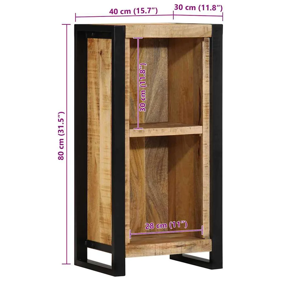 Cabinet de chevet avec étagère Marron Bois de manguier massif - 12