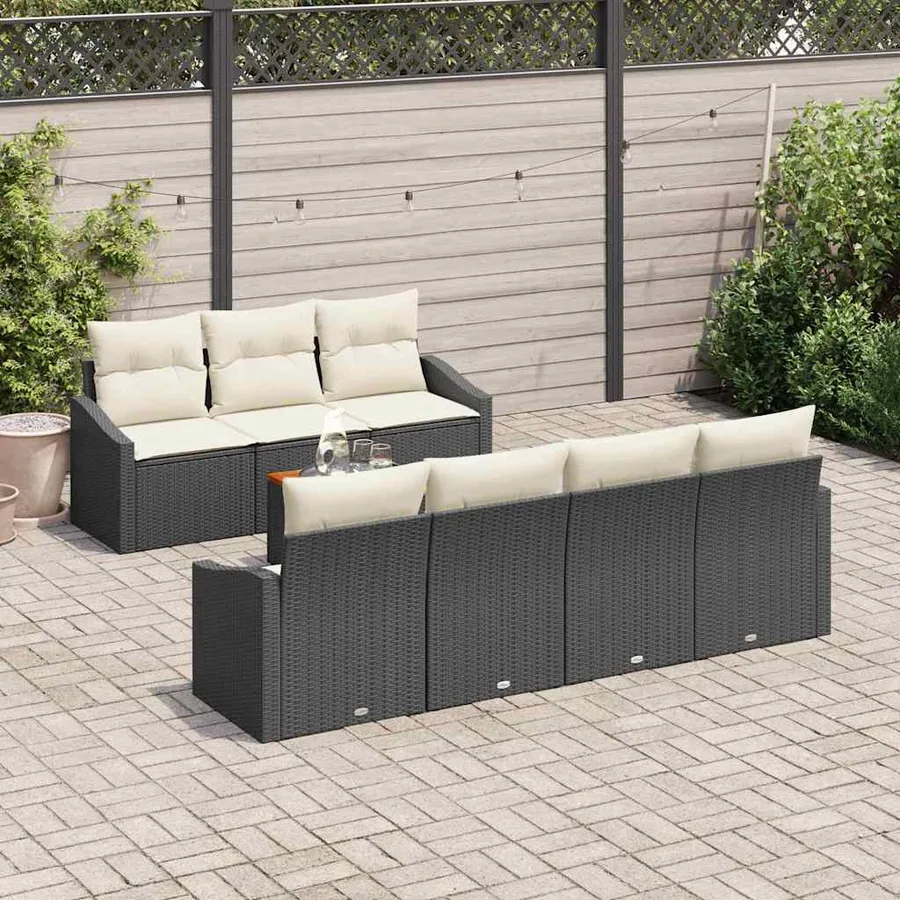 Ensemble de canapé de jardin avec coussin 8 pcs Noir polyrotin - 3