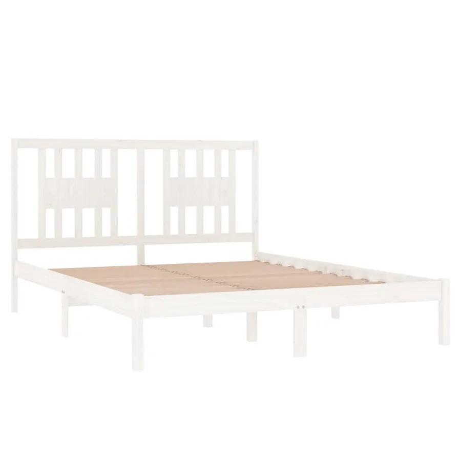 Cadre de lit sans matelas blanc bois massif 140x200 cm - 4