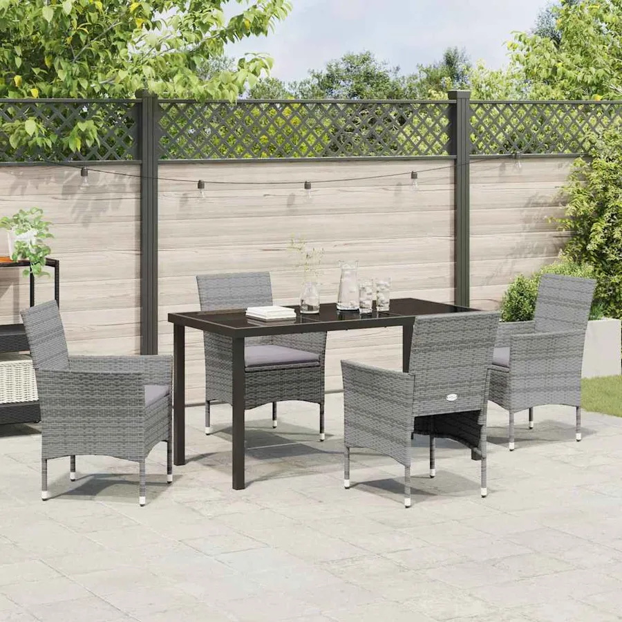 Ensemble de salle à manger pour jardin 5 pcs Gris polyrotin - 4