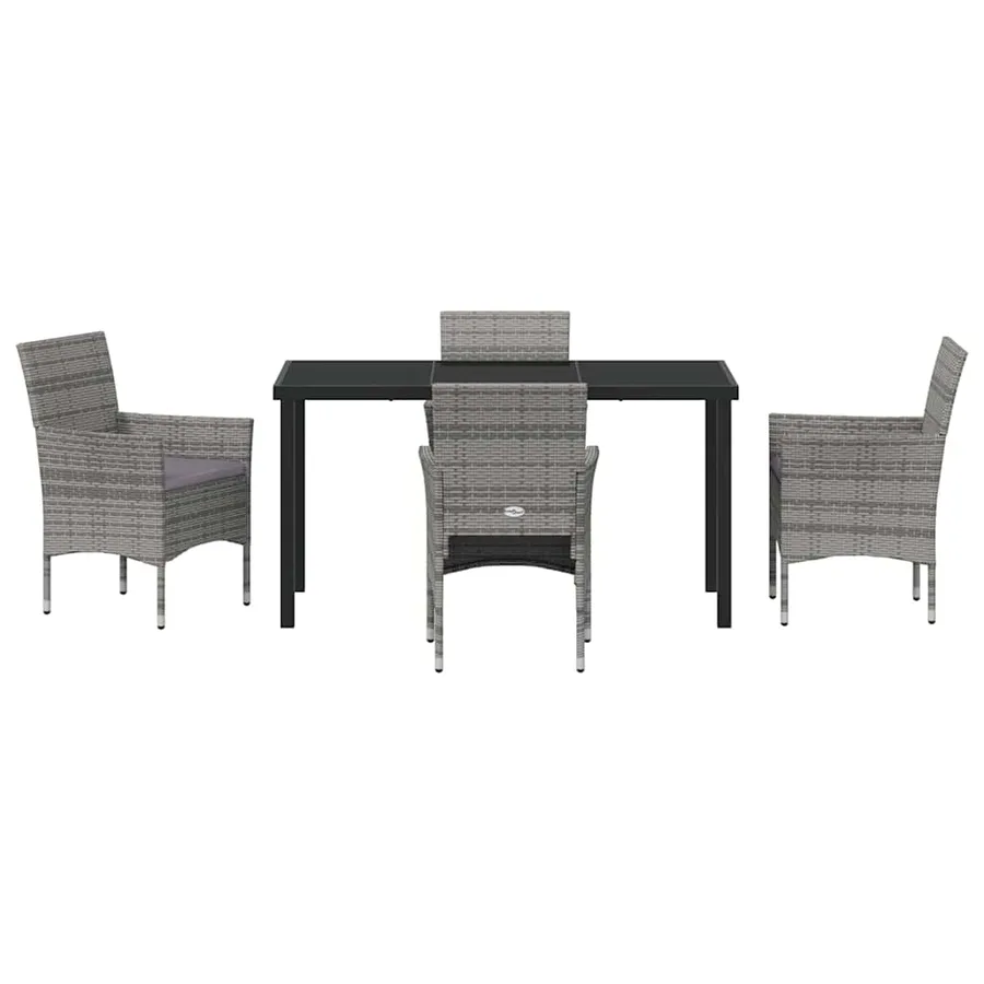 Ensemble de salle à manger pour jardin 5 pcs Gris polyrotin - 7