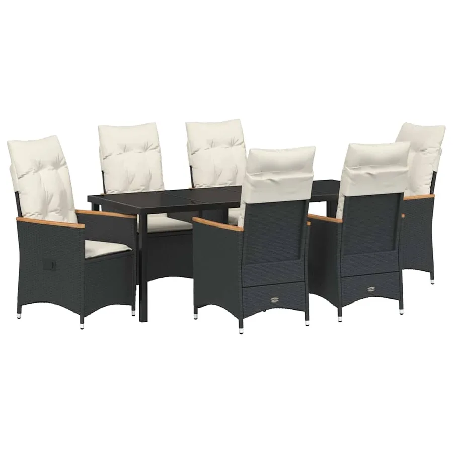 Ensemble de salle à manger pour jardin 7 pcs Noir polyrotin - 2