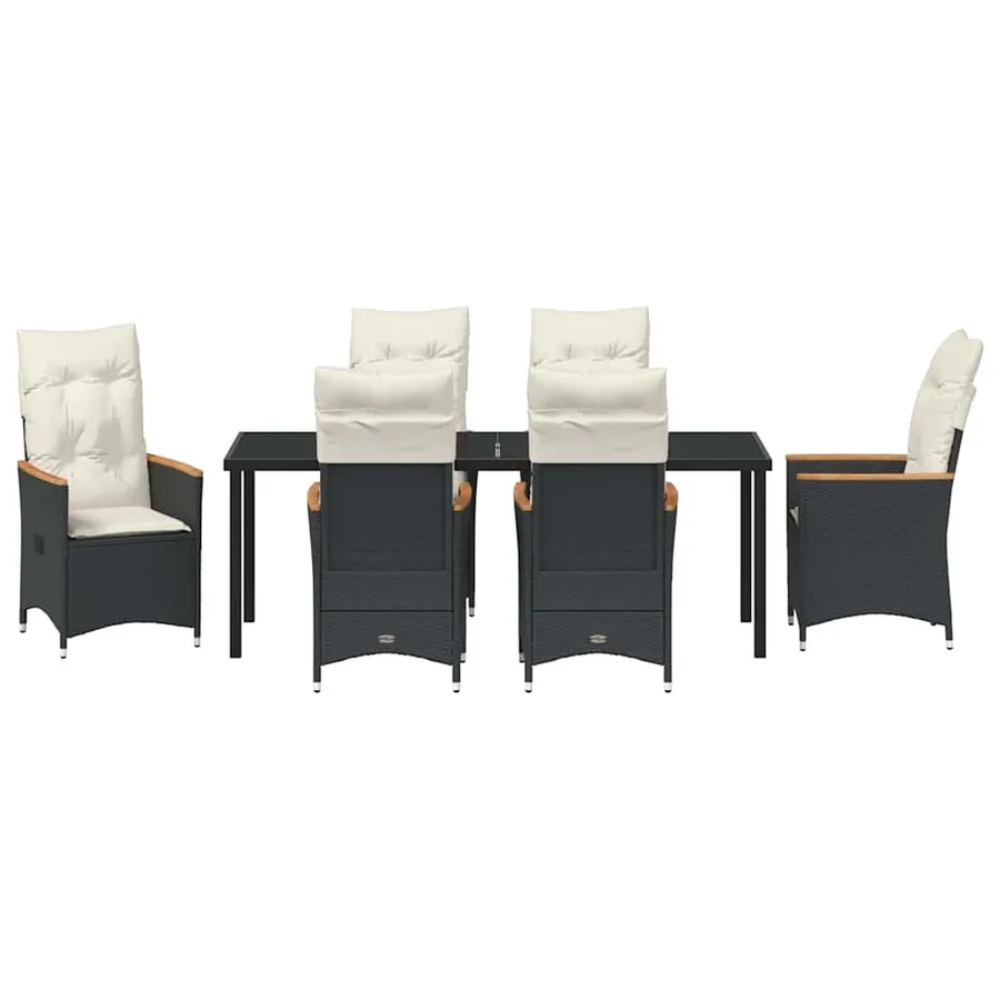 Ensemble de salle à manger pour jardin 7 pcs Noir polyrotin - 7