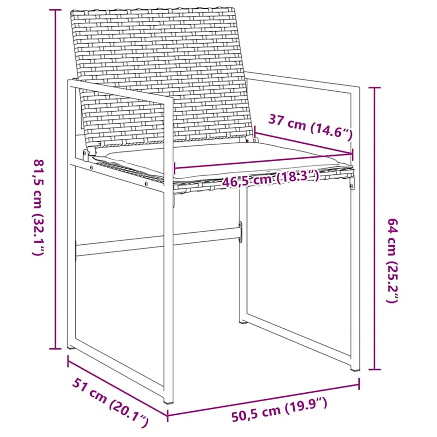 Ensemble de salle à manger pour jardin 5 pcs Noir et Crème - 10