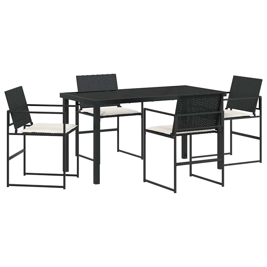 Ensemble de salle à manger pour jardin 5 pcs Noir et Crème - 2