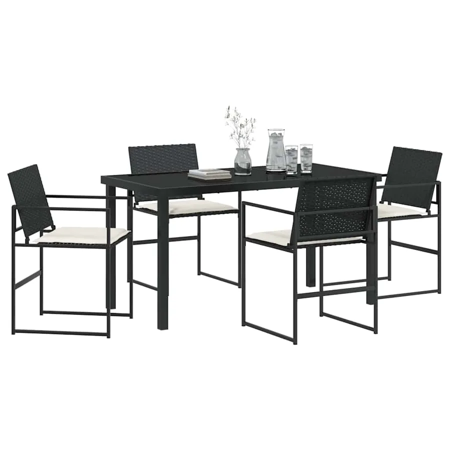 Ensemble de salle à manger pour jardin 5 pcs Noir et Crème - 3