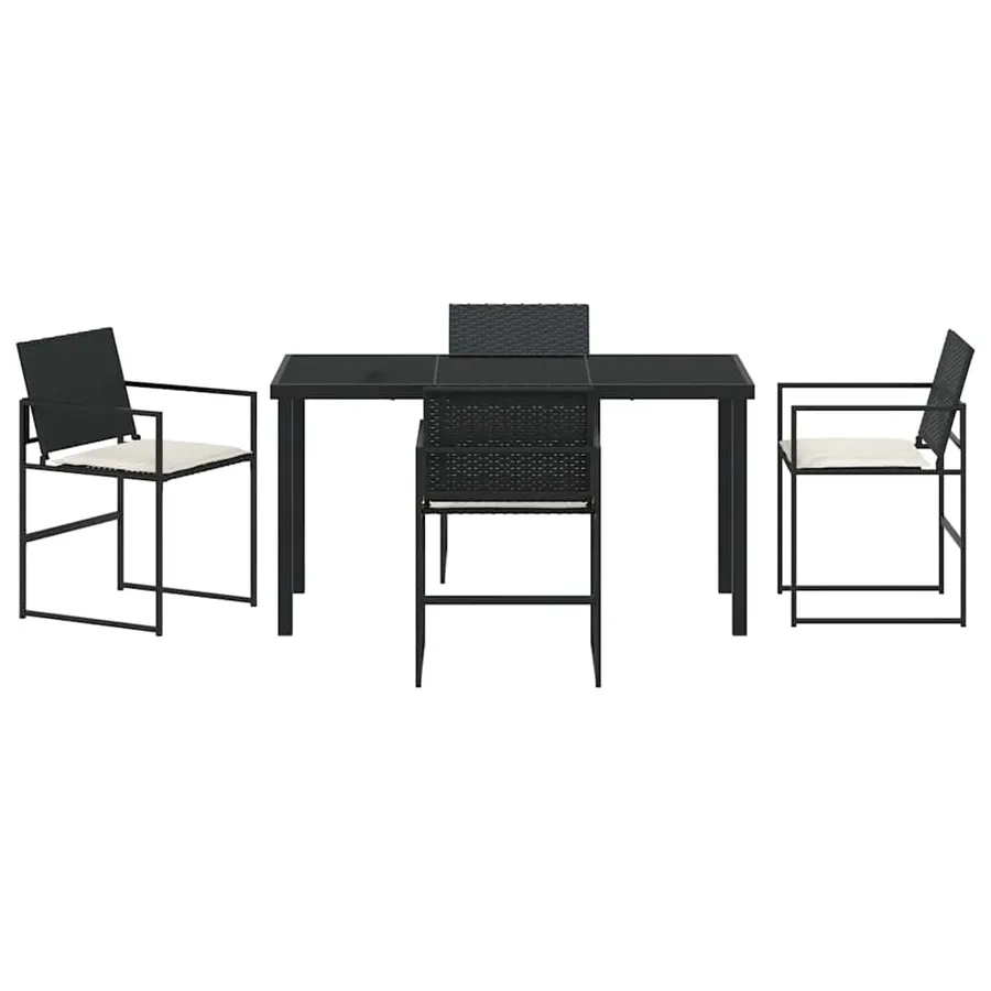 Ensemble de salle à manger pour jardin 5 pcs Noir et Crème - 7