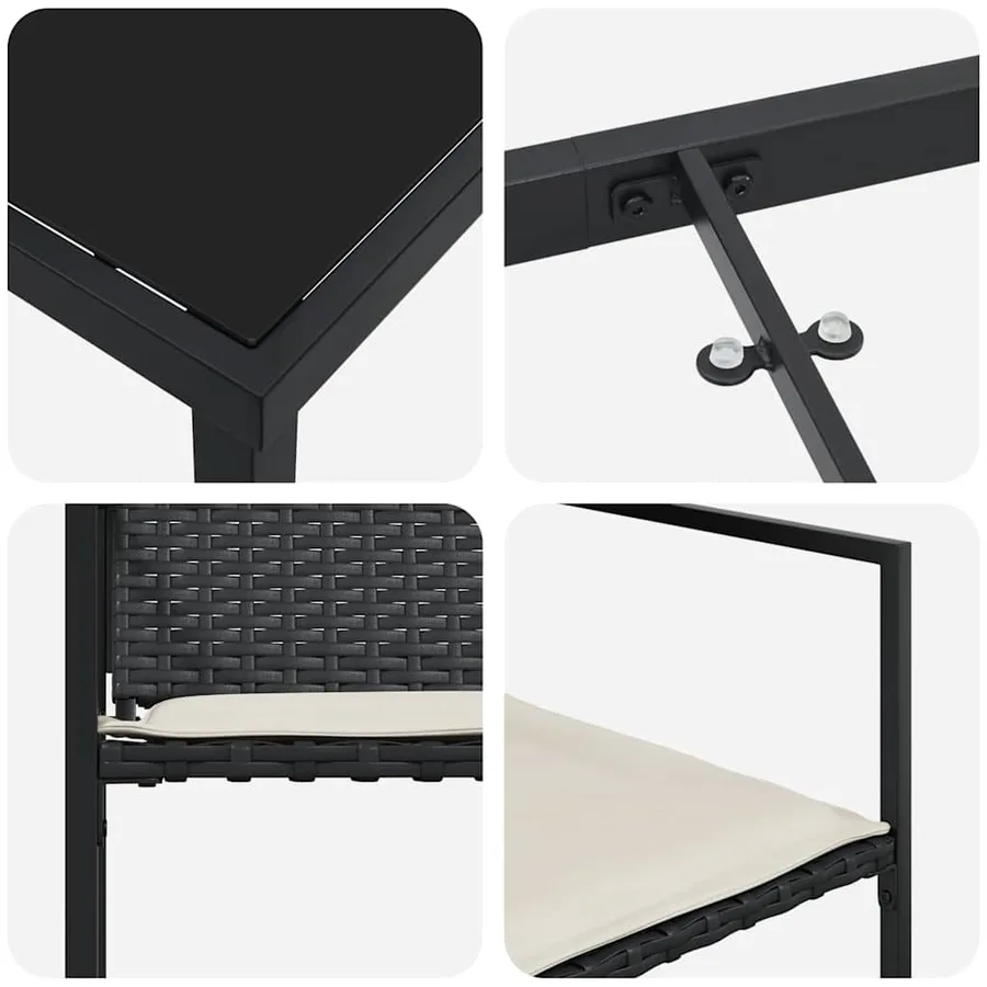 Ensemble de salle à manger pour jardin 5 pcs Noir et Crème - 9