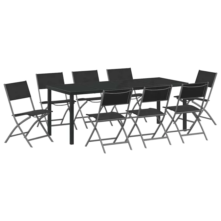 Ensemble de salle à manger pour jardin 9 pcs Noir - 2