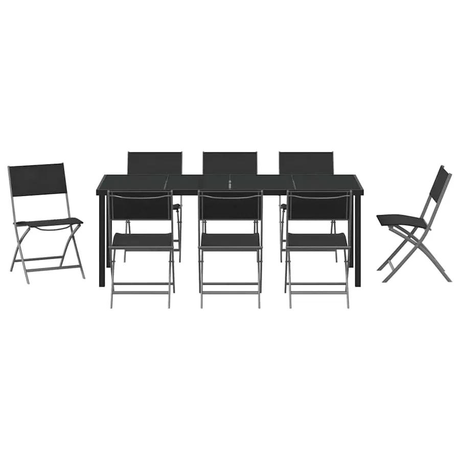 Ensemble de salle à manger pour jardin 9 pcs Noir - 7