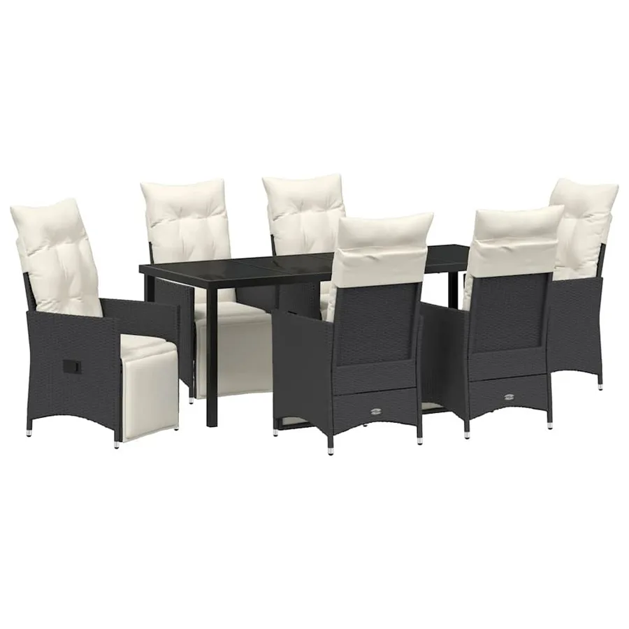 Ensemble de salle à manger pour jardin 7 pcs Noir polyrotin - 2