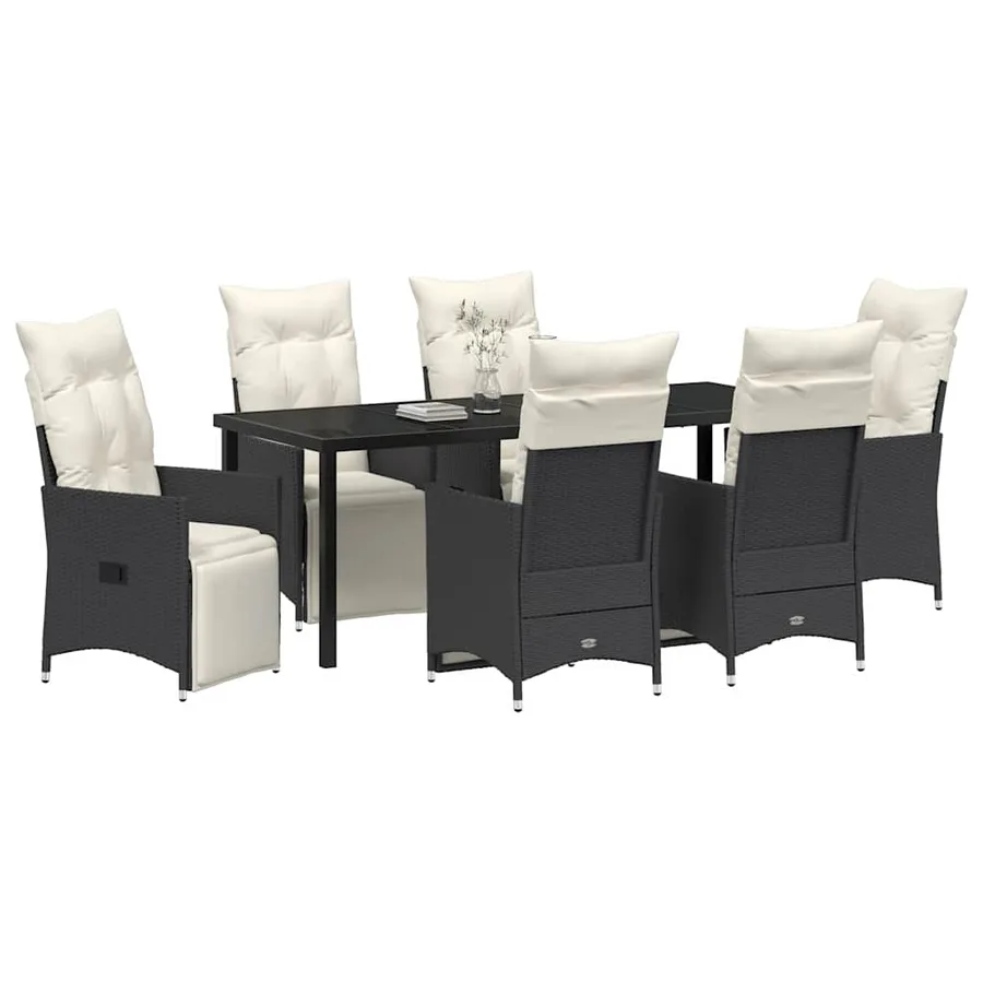 Ensemble de salle à manger pour jardin 7 pcs Noir polyrotin - 3
