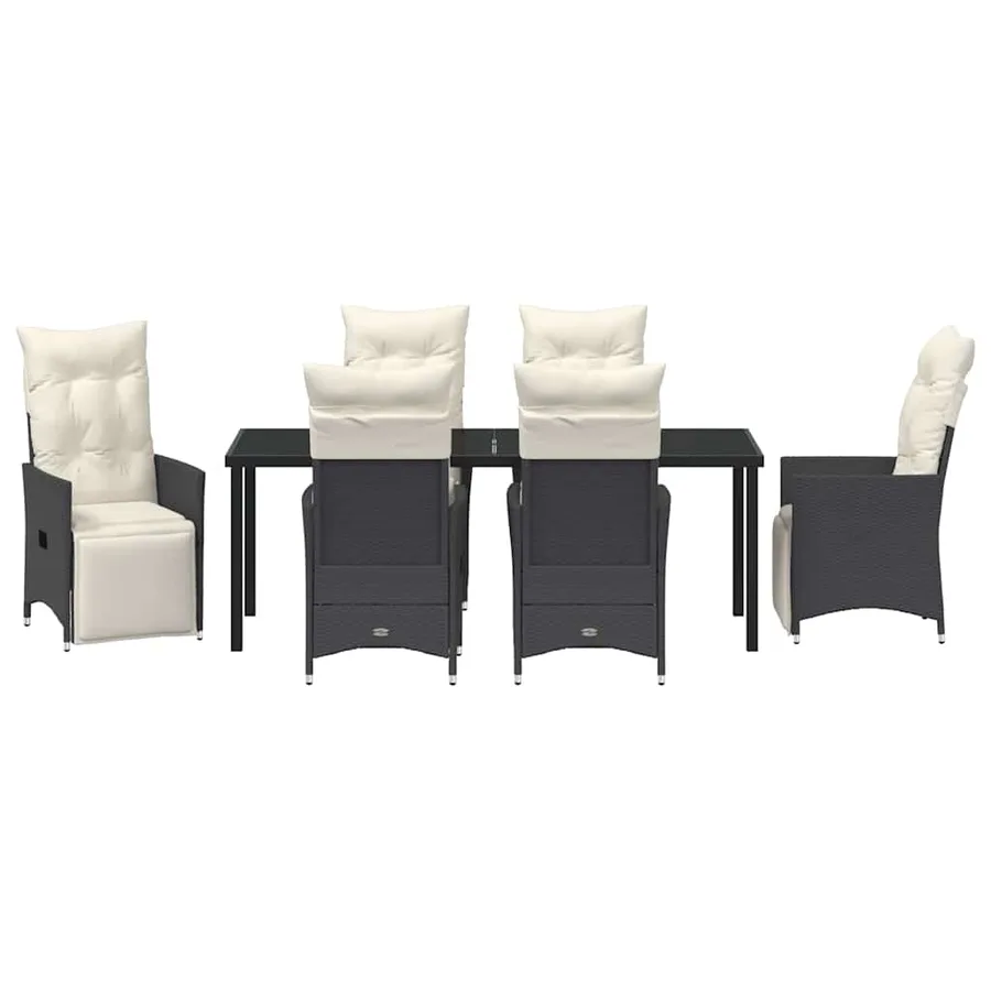 Ensemble de salle à manger pour jardin 7 pcs Noir polyrotin - 7