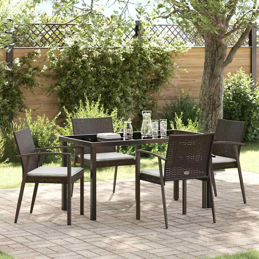 Ensemble de salle à manger pour jardin 5 pcs Marron et Noir