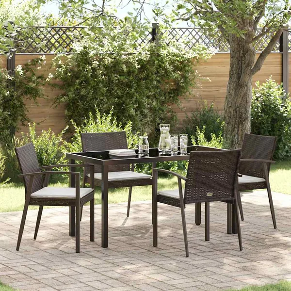 Ensemble de salle à manger pour jardin 5 pcs Marron et Noir