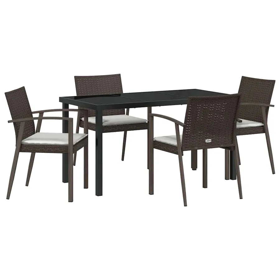 Ensemble de salle à manger pour jardin 5 pcs Marron et Noir - 2