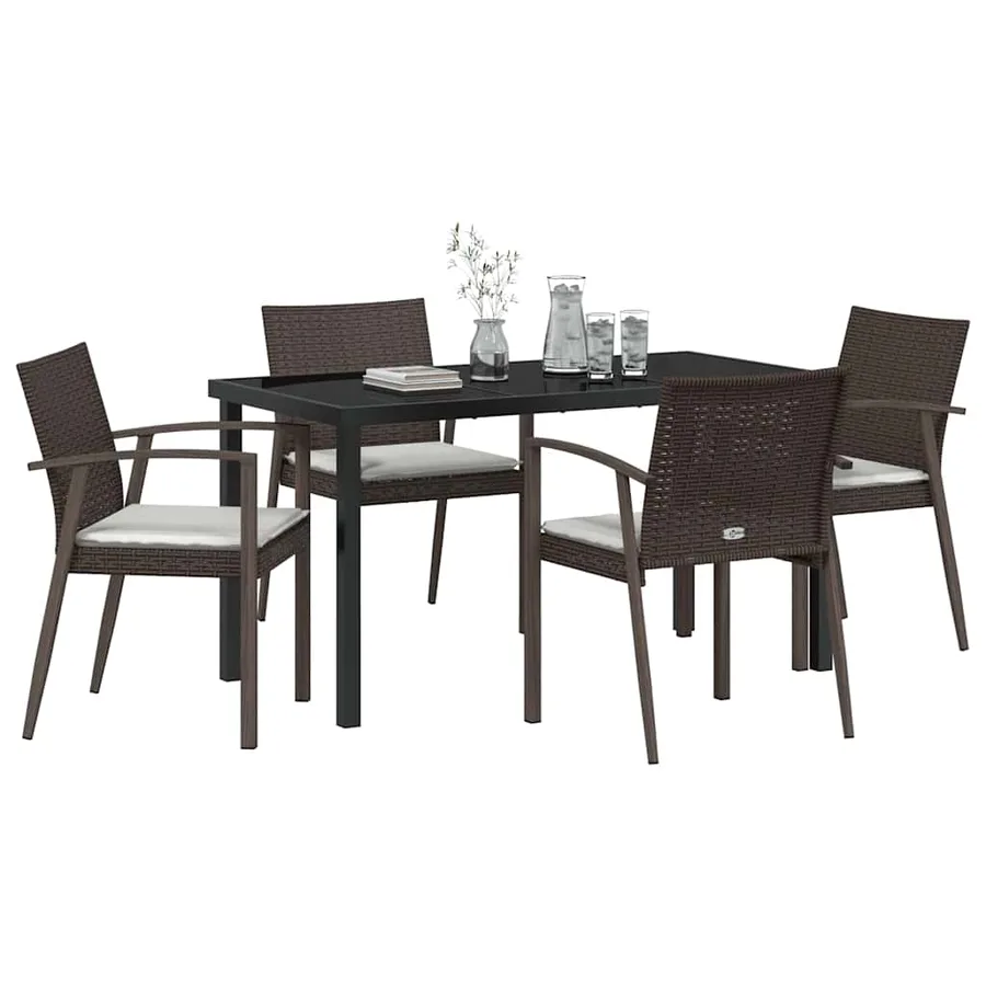 Ensemble de salle à manger pour jardin 5 pcs Marron et Noir - 3