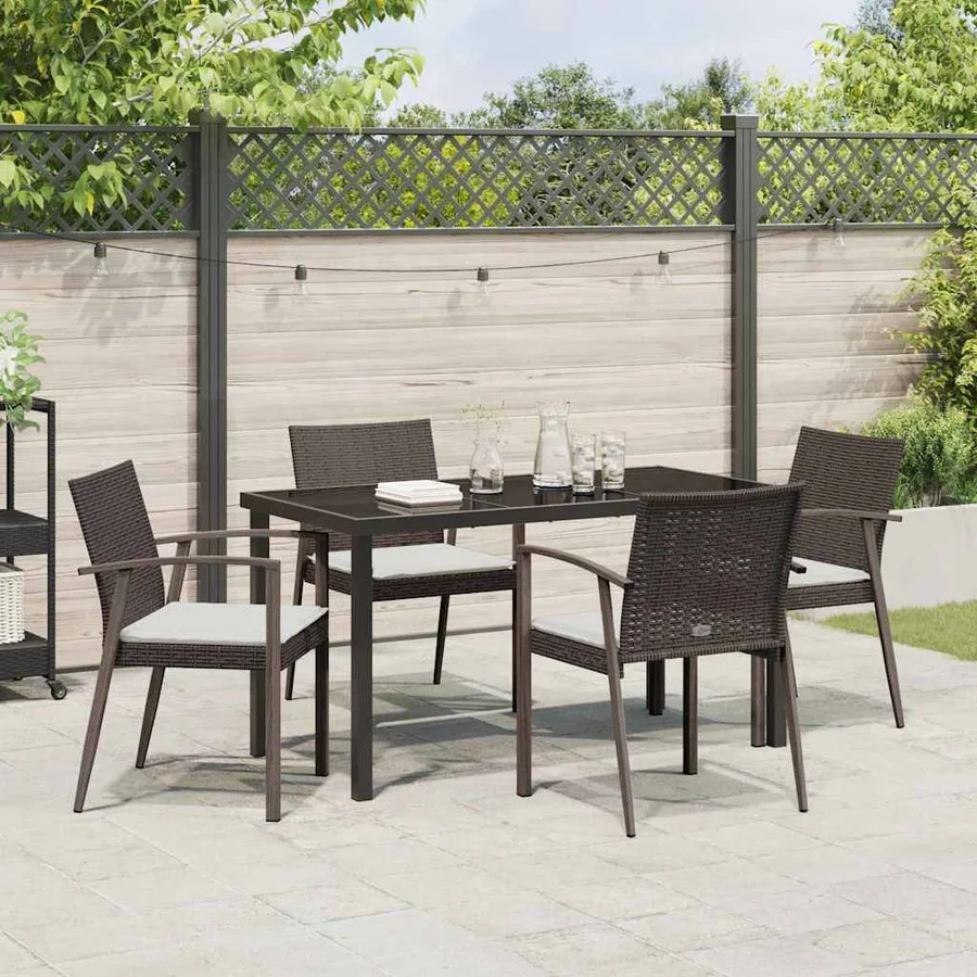 Ensemble de salle à manger pour jardin 5 pcs Marron et Noir - 4
