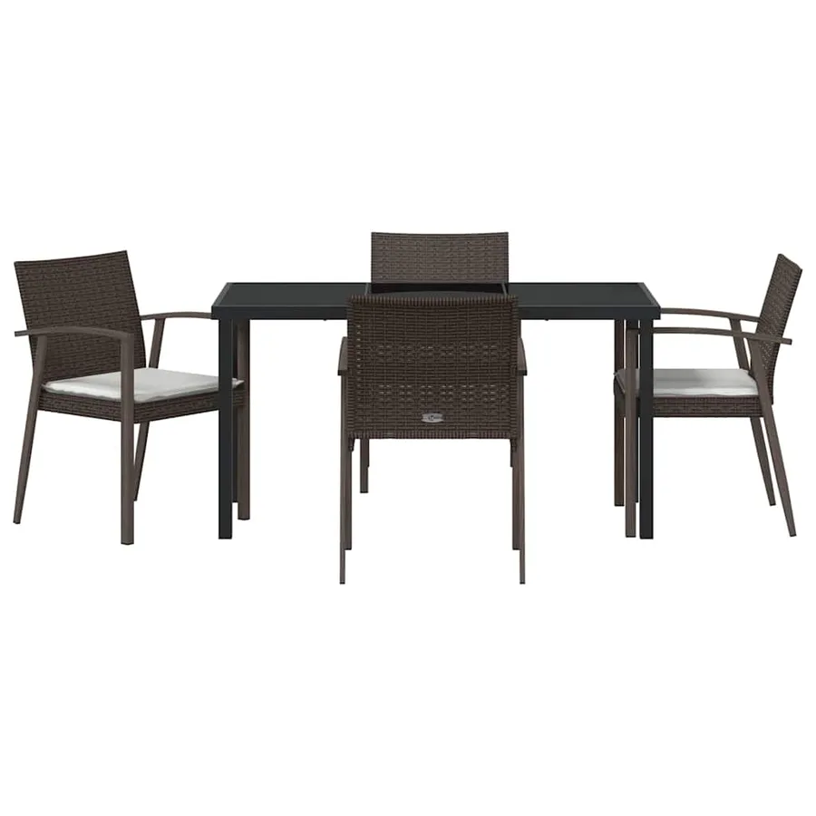 Ensemble de salle à manger pour jardin 5 pcs Marron et Noir - 7