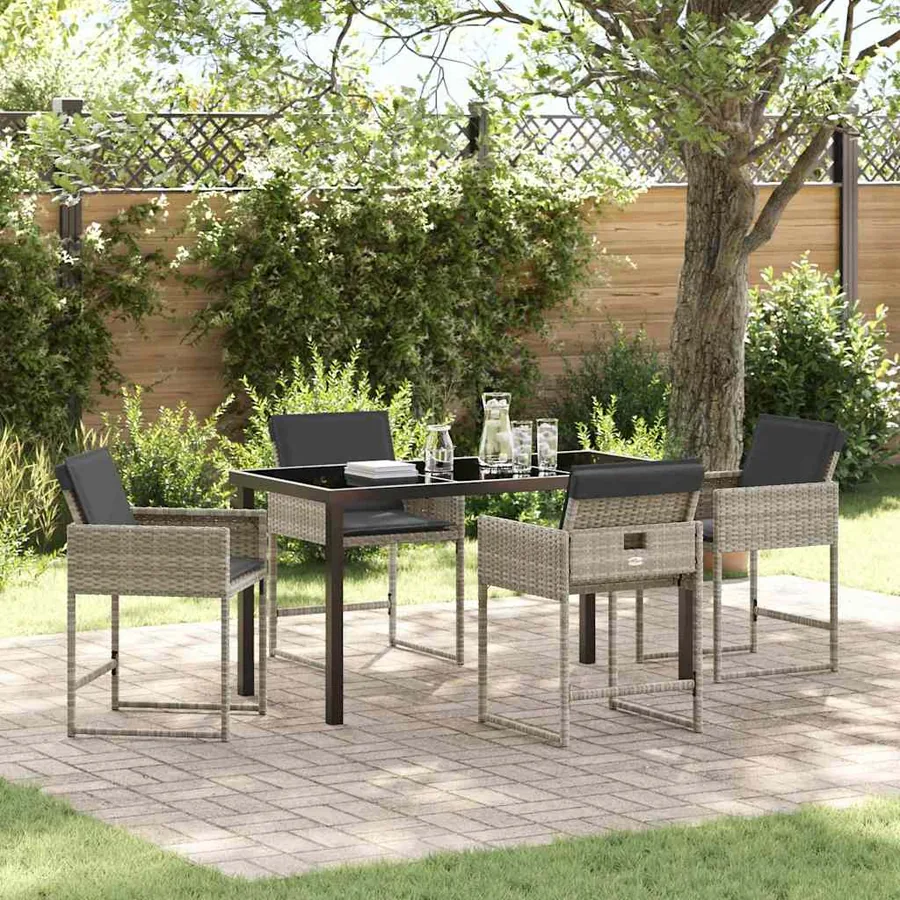 Ensemble de salle à manger pour jardin 5 pcs Gris clair
