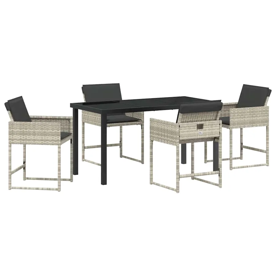 Ensemble de salle à manger pour jardin 5 pcs Gris clair - 2