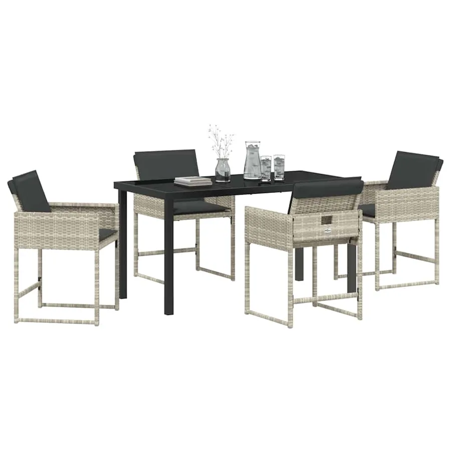 Ensemble de salle à manger pour jardin 5 pcs Gris clair - 3