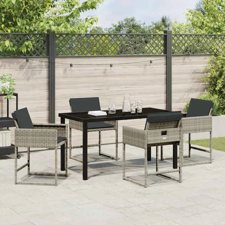 Ensemble de salle à manger pour jardin 5 pcs Gris clair - 4
