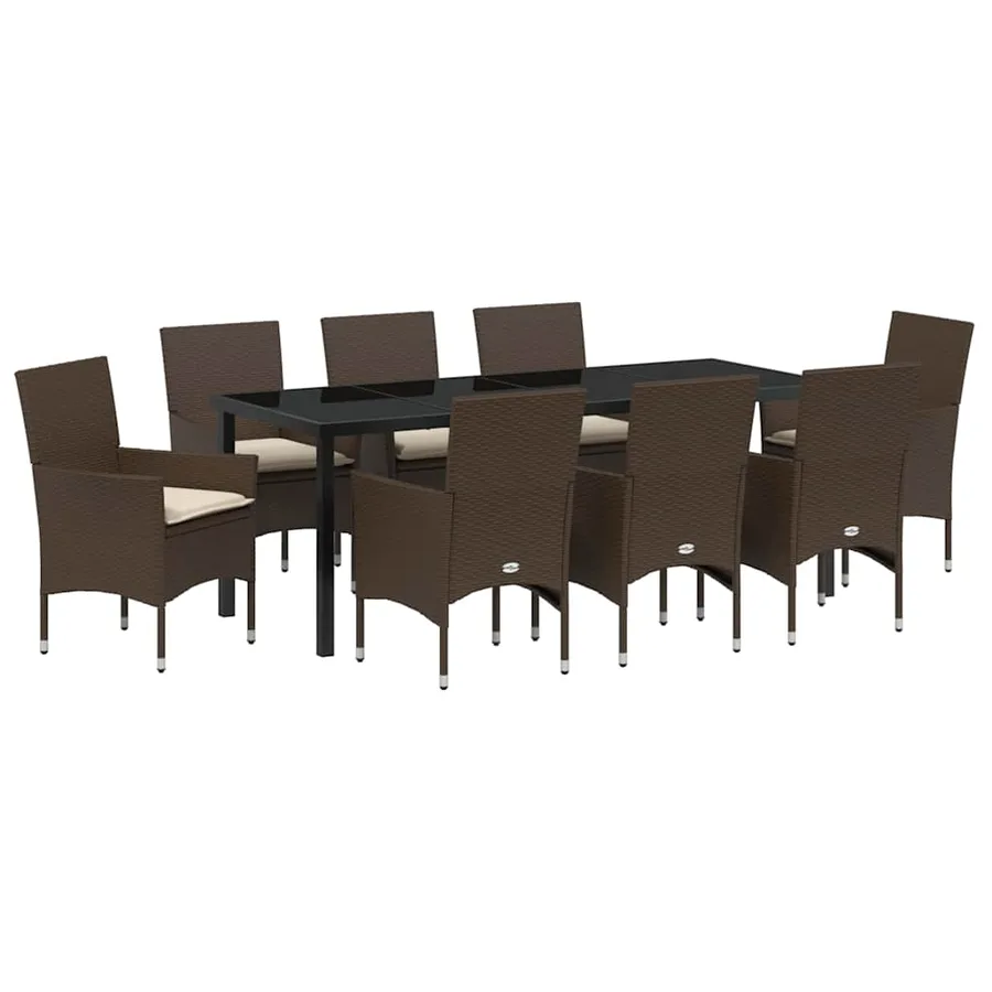 Ensemble de salle à manger pour jardin 9 pcs Marron polyrotin - 2