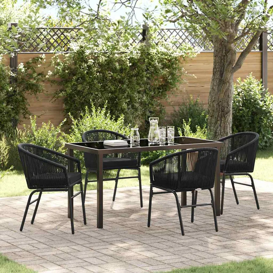 Ensemble de salle à manger pour jardin 5 pcs Noir