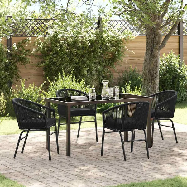 Ensemble de salle à manger pour jardin 5 pcs Noir
