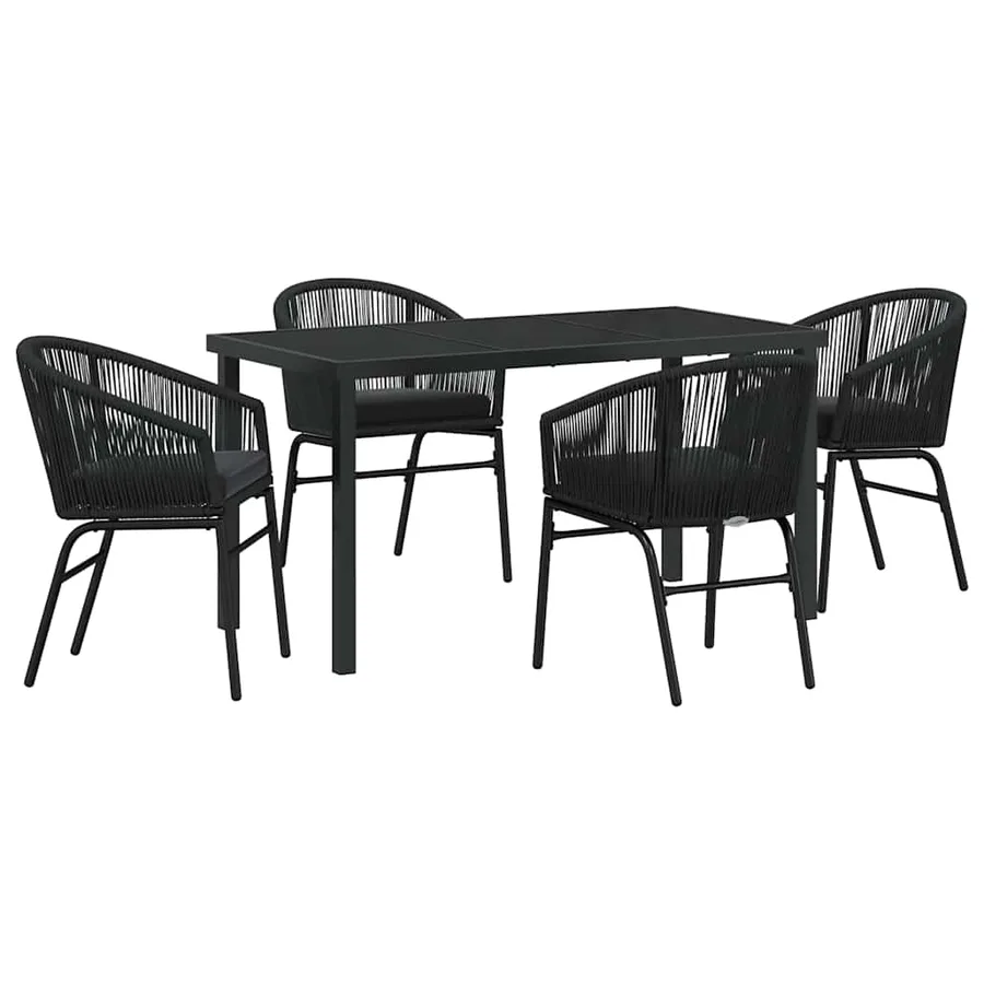 Ensemble de salle à manger pour jardin 5 pcs Noir - 2