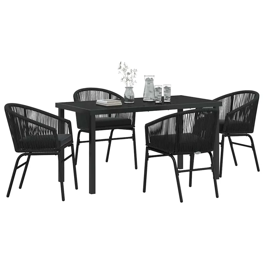 Ensemble de salle à manger pour jardin 5 pcs Noir - 3