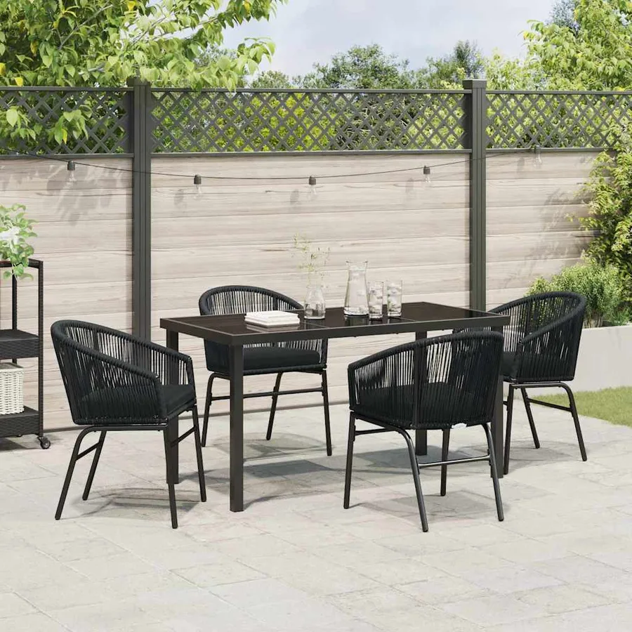 Ensemble de salle à manger pour jardin 5 pcs Noir - 4