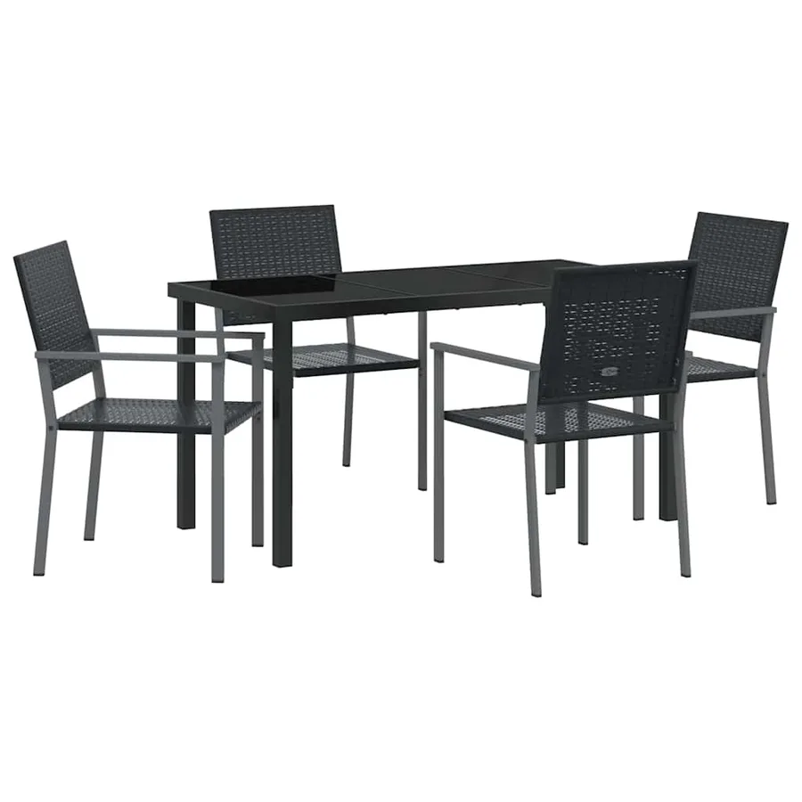 Ensemble de salle à manger pour jardin 5 pcs Noir Rotin PE - 2
