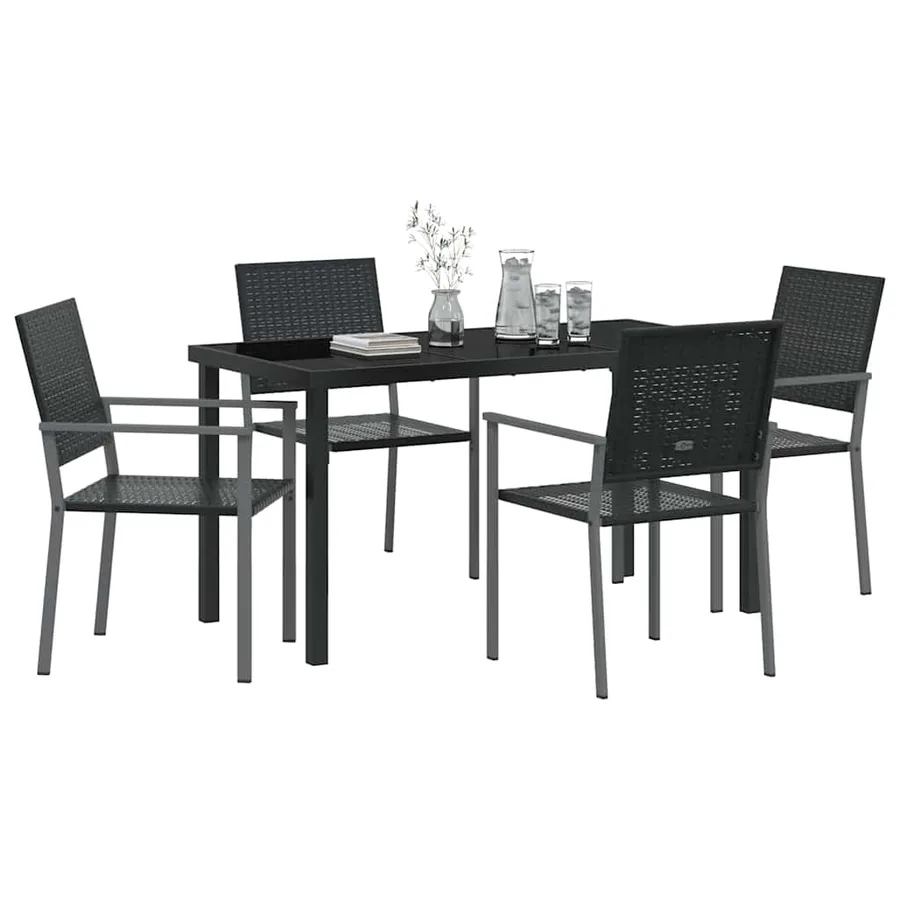 Ensemble de salle à manger pour jardin 5 pcs Noir Rotin PE - 3