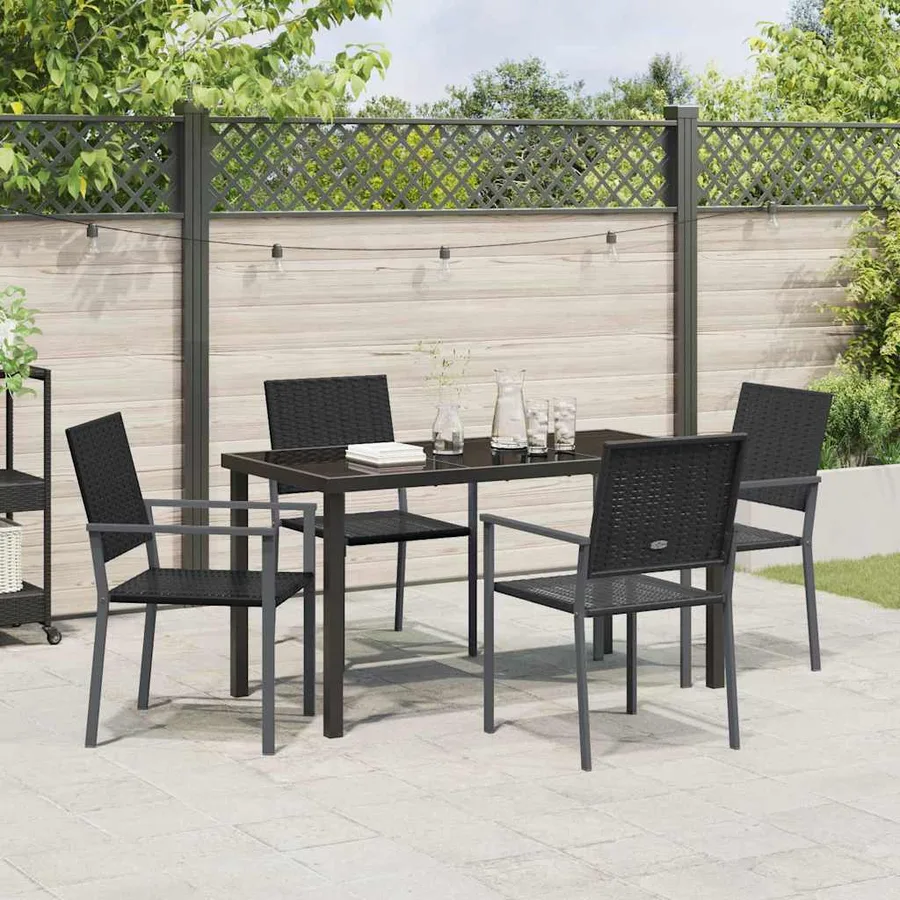 Ensemble de salle à manger pour jardin 5 pcs Noir Rotin PE - 4