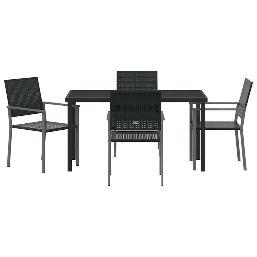 Ensemble de salle à manger pour jardin 5 pcs Noir Rotin PE - 7