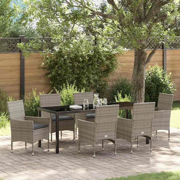 Ensemble de salle à manger pour jardin 7 pcs Gris polyrotin