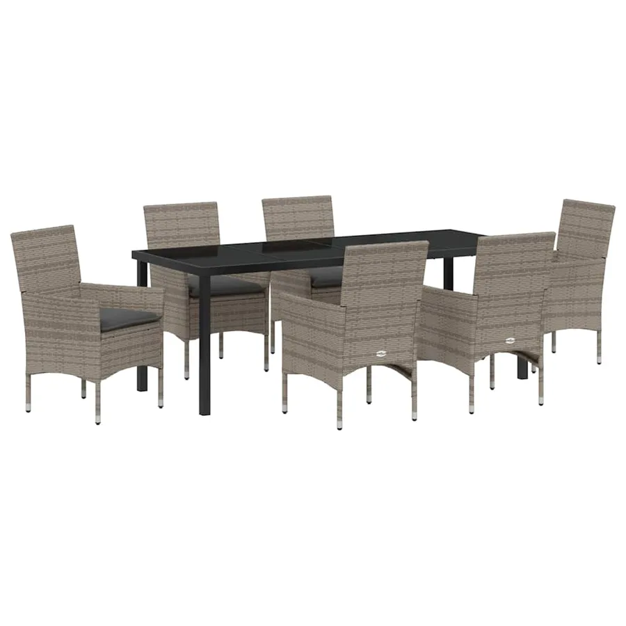 Ensemble de salle à manger pour jardin 7 pcs Gris polyrotin - 2