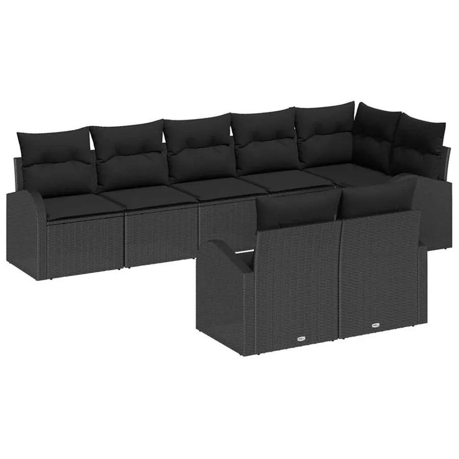 Ensemble de canapé de jardin avec coussin 8 pcs Noir polyrotin - 2