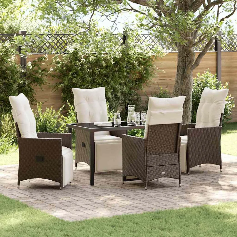 Ensemble de salle à manger pour jardin 5 pcs Marron polyrotin